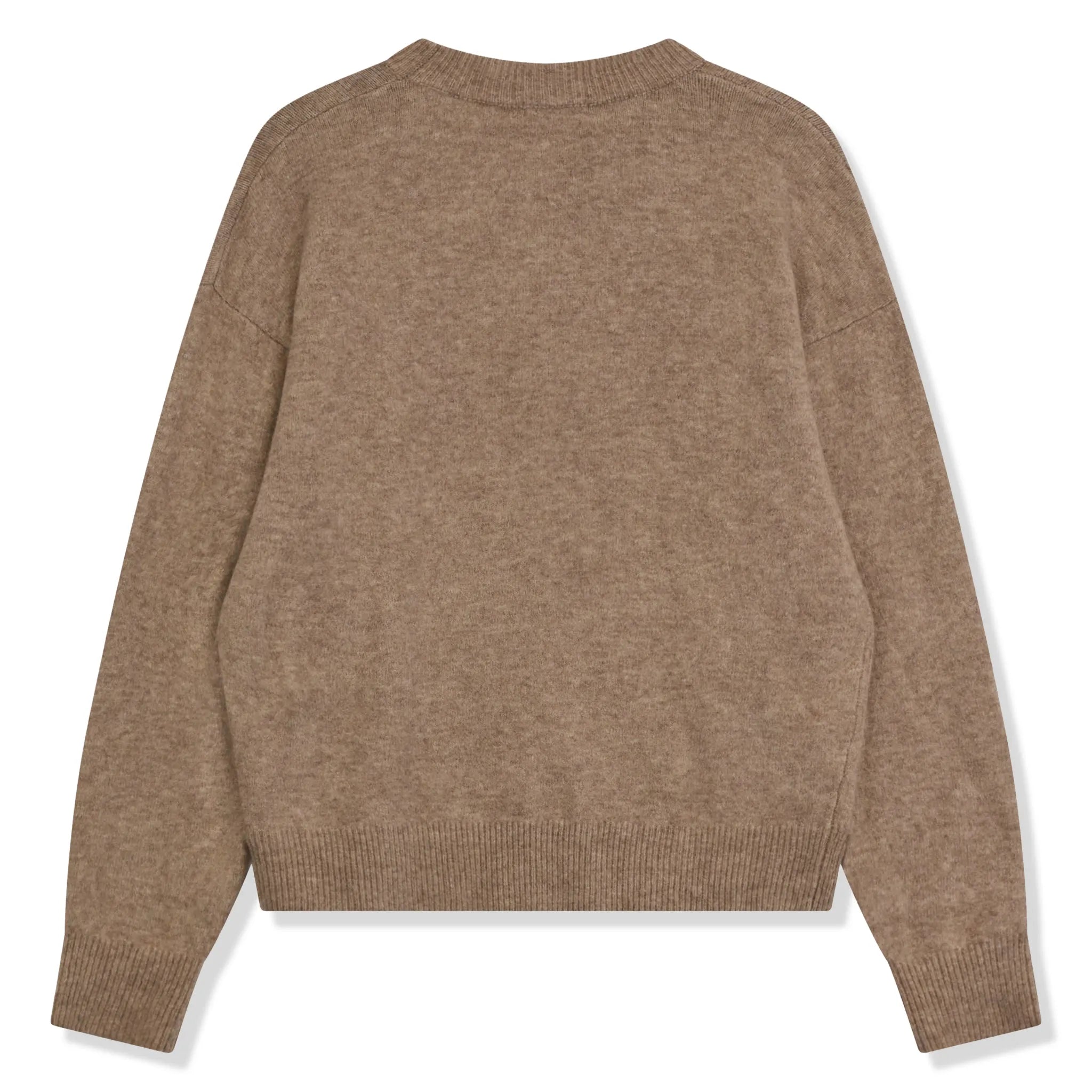 Back View of The Couture Club Emblem Fluffy Knit Beige Sweatshirt
